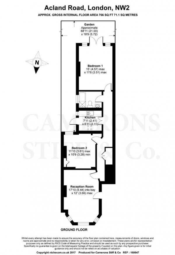 Floor Plan Image for 2 Bedroom Apartment for Sale in Acland Road, Willesden Green