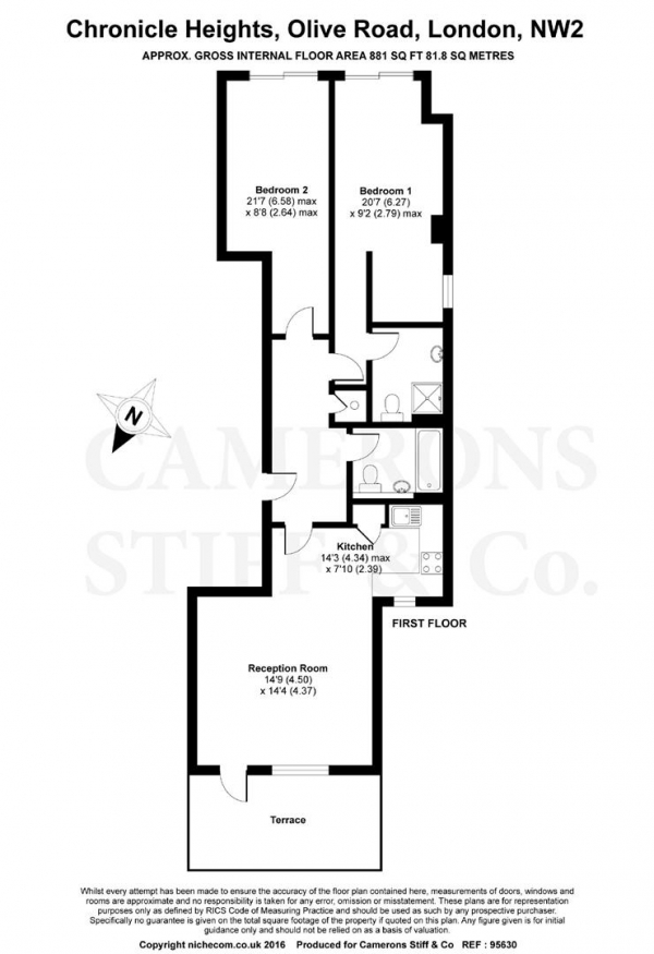 Floor Plan Image for 2 Bedroom Apartment for Sale in Chronicle Heights, Olive Road, Cricklewood