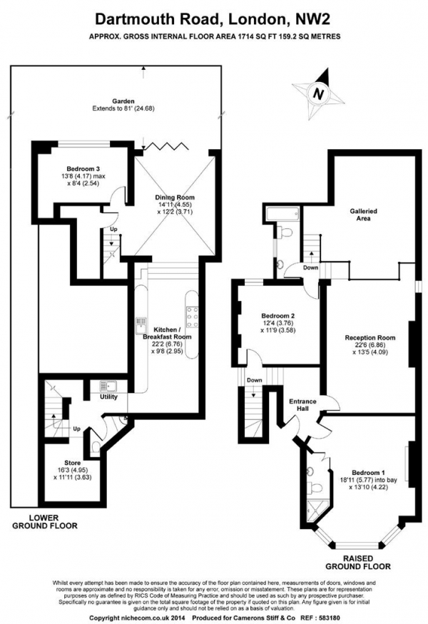 Floor Plan Image for 3 Bedroom Apartment for Sale in Dartmouth Road, Mapesbury