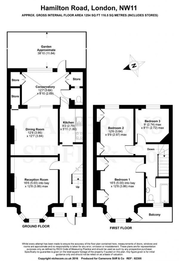 Floor Plan Image for 3 Bedroom Terraced House for Sale in Hamilton Road, Dollis Hill