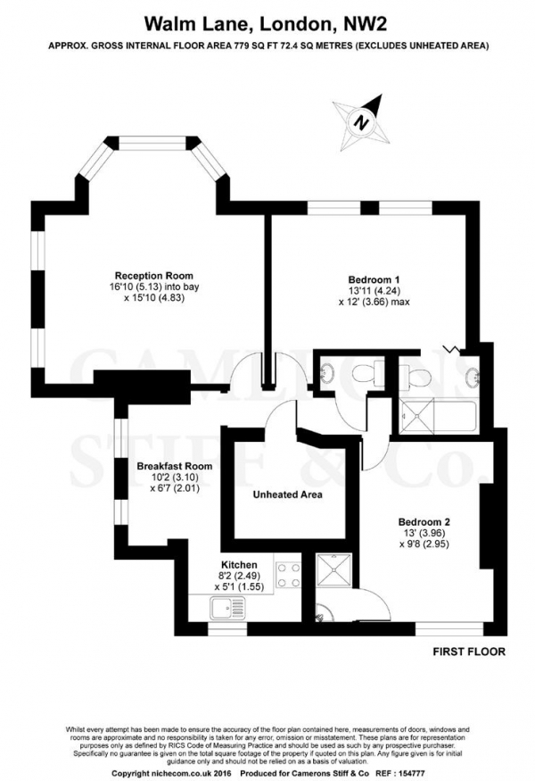 Floor Plan Image for 2 Bedroom Apartment for Sale in Walm Lane, Willesden Green