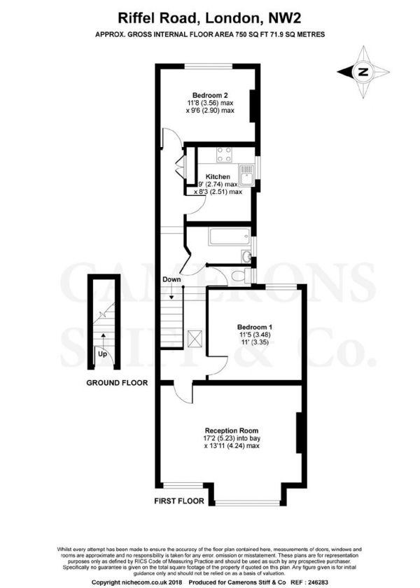 Floor Plan Image for 2 Bedroom Apartment for Sale in Riffel Road, Willesden Green