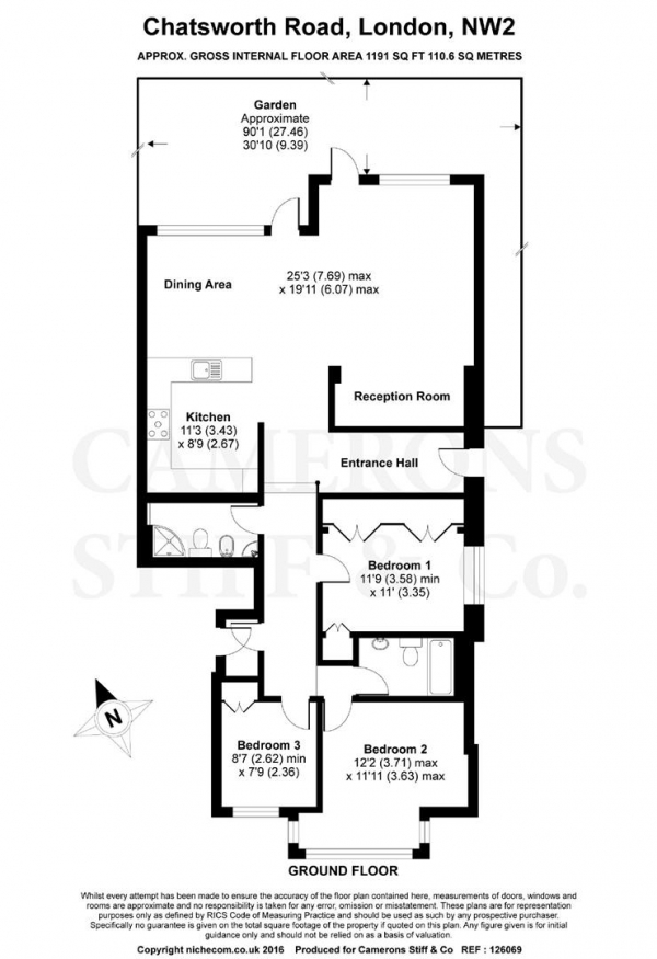 Floor Plan Image for 3 Bedroom Flat for Sale in Chatsworth Road, Willesden Green