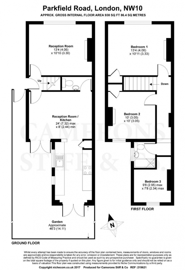 Floor Plan Image for 3 Bedroom Semi-Detached House for Sale in Parkfield Road, Willesden