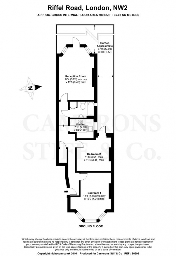 Floor Plan Image for 2 Bedroom Apartment for Sale in Riffel Road, Willesden Green