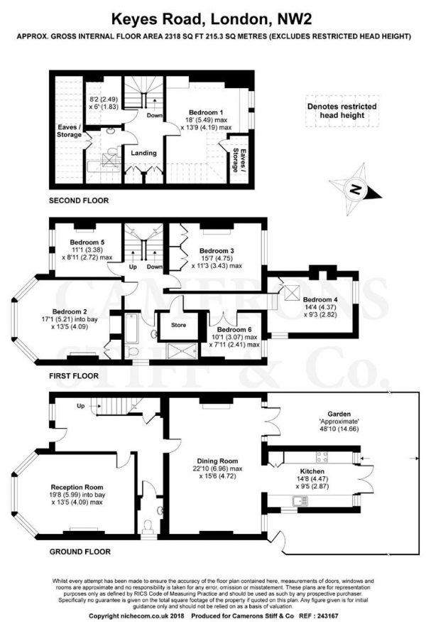 Floor Plan Image for 6 Bedroom Town House for Sale in Keyes Road, Mapesbury Conservation Area