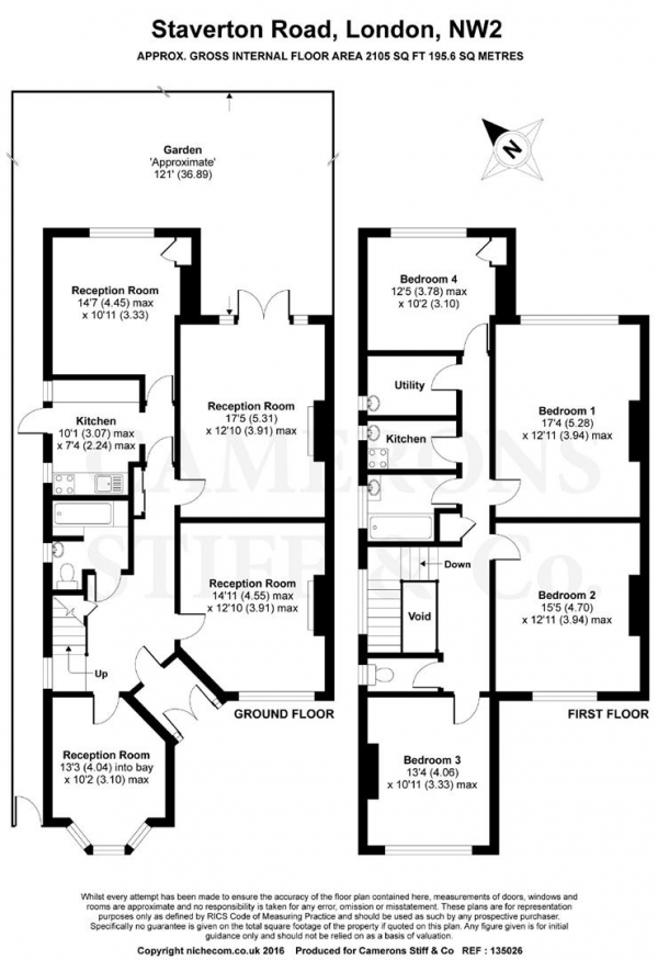 Floor Plan Image for 4 Bedroom Semi-Detached House for Sale in Staverton Road, Brondesbury Park