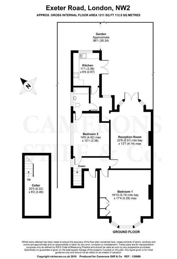 Floor Plan Image for 2 Bedroom Apartment for Sale in Exeter Road, Mapesbury Conservation Area