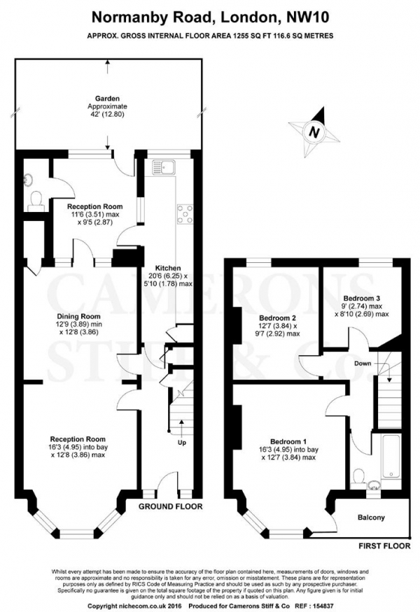 Floor Plan Image for 3 Bedroom Terraced House for Sale in Normanby Road, Dollis Hill