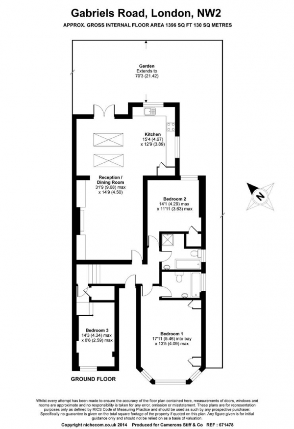 Floor Plan Image for 3 Bedroom Apartment for Sale in St Gabriels Road, Willesden Green