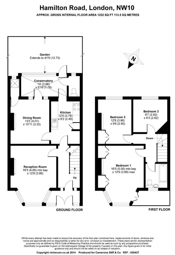 Floor Plan Image for 3 Bedroom Terraced House for Sale in Hamilton Road, Dollis Hill