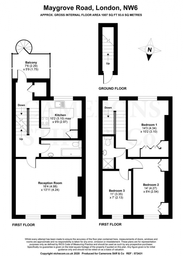 Floor Plan Image for 3 Bedroom Flat for Sale in Maygrove Road, London