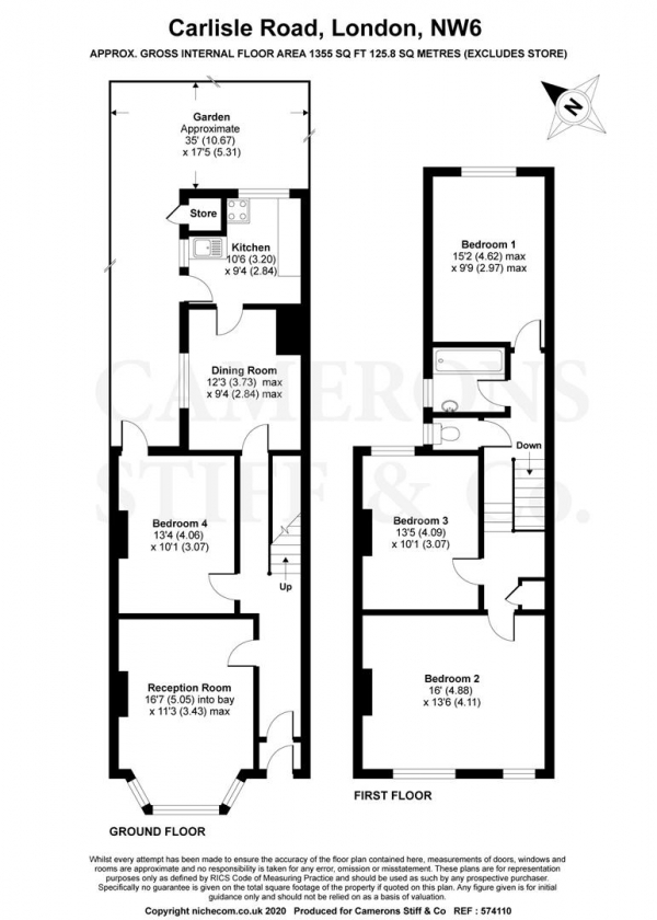 Floor Plan Image for 4 Bedroom Terraced House for Sale in Carlisle Road, London