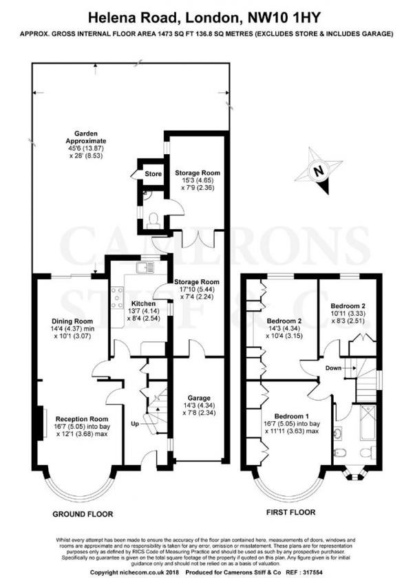 Floor Plan Image for 3 Bedroom Semi-Detached House for Sale in Helena Road, Dollis Hill