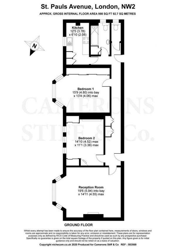 Floor Plan Image for 2 Bedroom Flat for Sale in St. Pauls Avenue, London