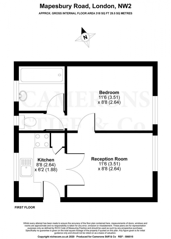 Floor Plan Image for 1 Bedroom Flat for Sale in Mapesbury Road