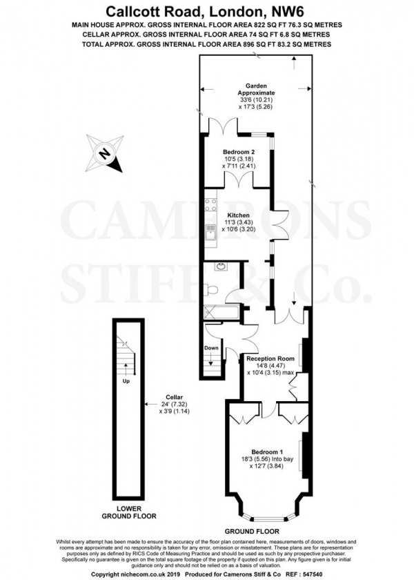 Floor Plan Image for 2 Bedroom Flat for Sale in Callcott Road, London