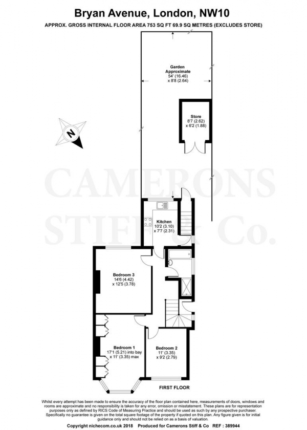 Floor Plan Image for 2 Bedroom Flat for Sale in Bryan Avenue, London NW10