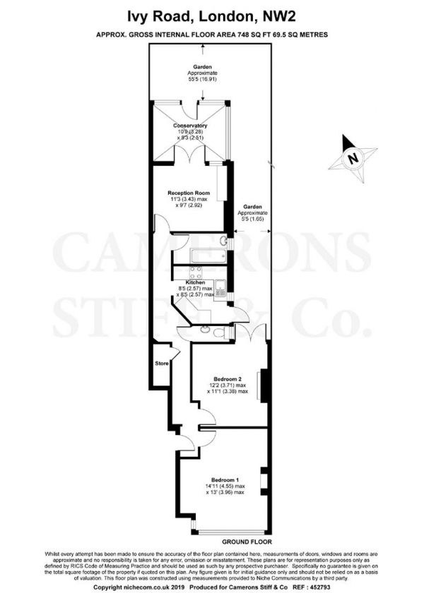 Floor Plan Image for 2 Bedroom Flat for Sale in Ivy Road, Cricklewood