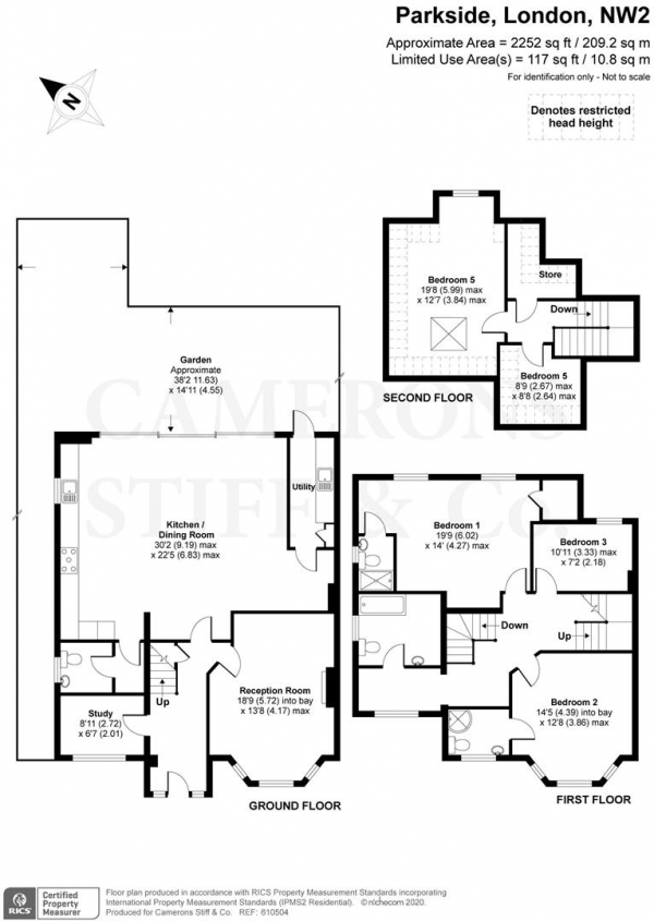 Floor Plan Image for 5 Bedroom Detached House for Sale in Park Side, London, NW2