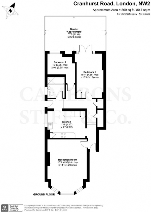 Floor Plan Image for 2 Bedroom Flat for Sale in Cranhurst Road, London