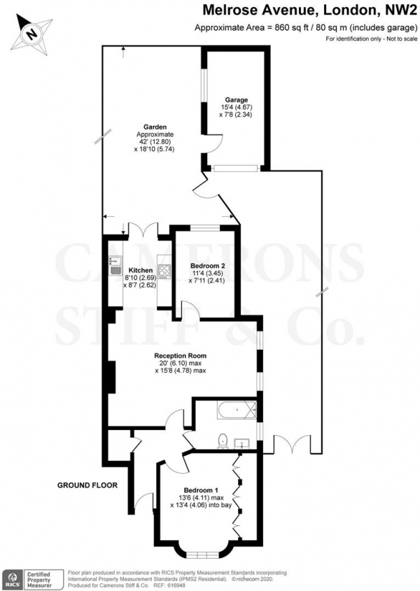 Floor Plan Image for 2 Bedroom Flat for Sale in Melrose Avenue, London