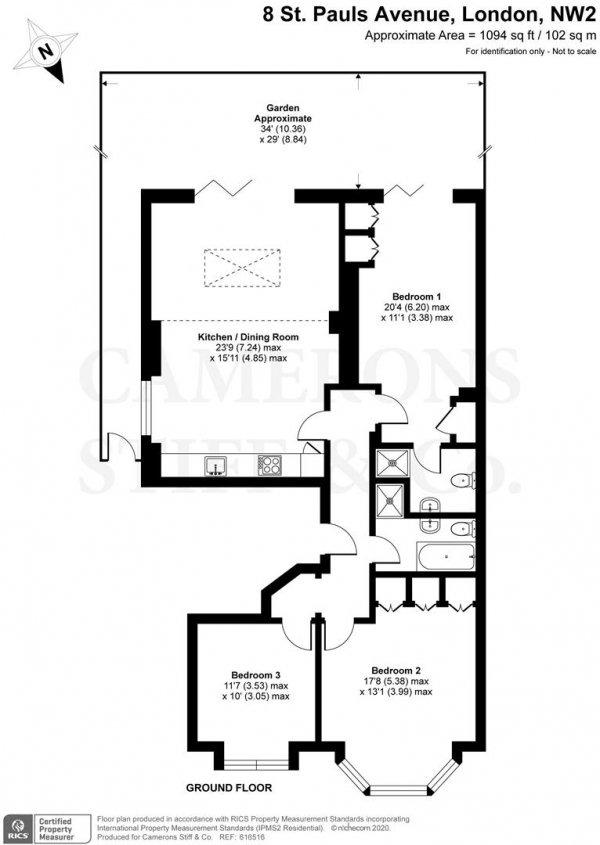 Floor Plan Image for 3 Bedroom Flat for Sale in St. Pauls Avenue, London