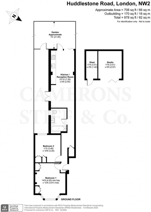 Floor Plan Image for 2 Bedroom Flat for Sale in Huddlestone Road, London