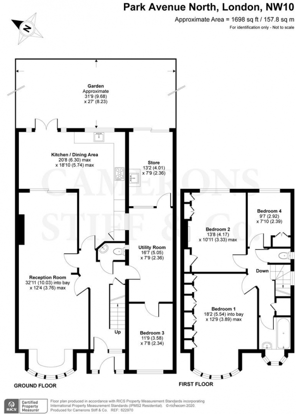 Floor Plan Image for 4 Bedroom Semi-Detached House for Sale in Park Avenue North, London