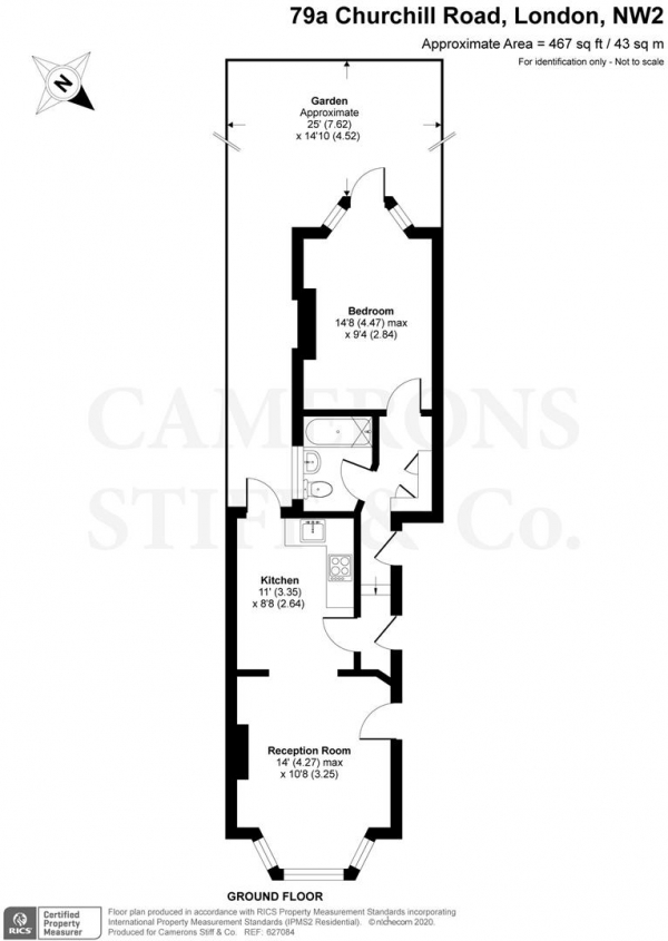 Floor Plan Image for 1 Bedroom Flat for Sale in Churchill Road, London