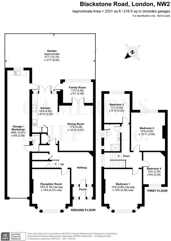 Floor Plan Image for 4 Bedroom Property for Sale in Blackstone Road, London, NW2