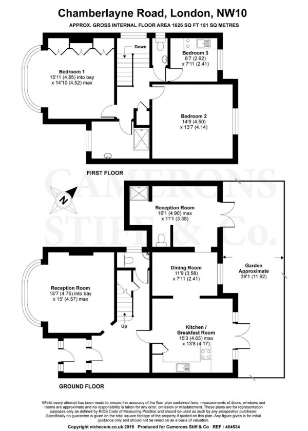 Floor Plan Image for 3 Bedroom Property for Sale in Chamberlayne Road, Brondesbury Park NW10