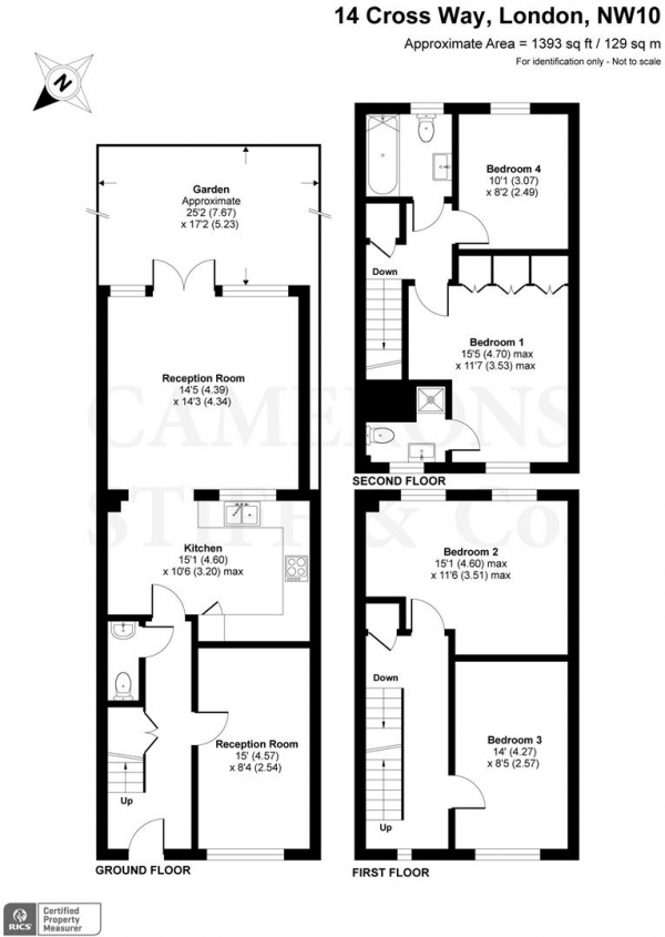 Floor Plan for 4 Bedroom Town House for Sale in Cross Way, London NW10, NW10, 3RF -  &pound675,000