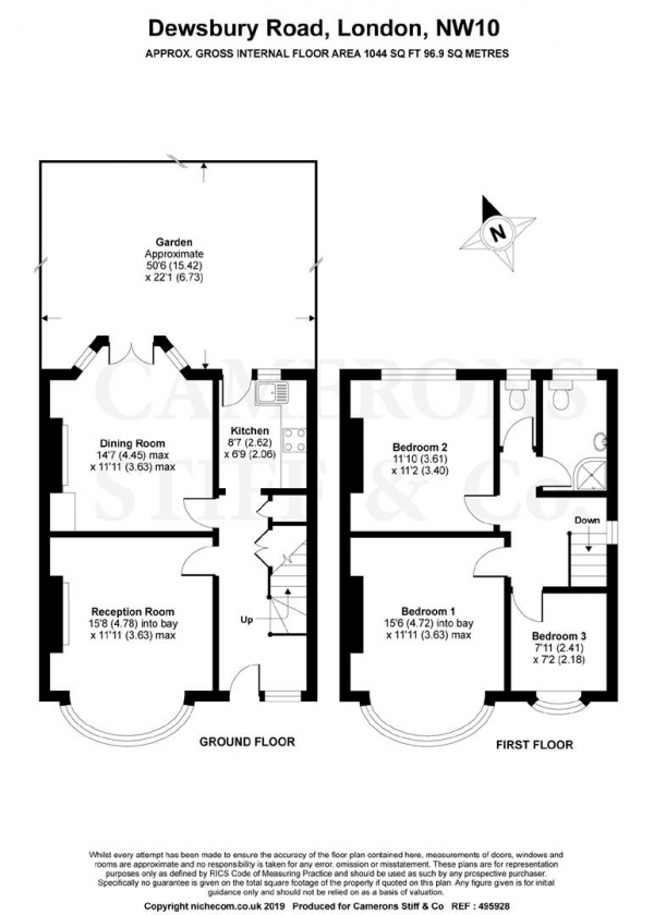 Floor Plan Image for 3 Bedroom Semi-Detached House for Sale in Dewsbury Road, London