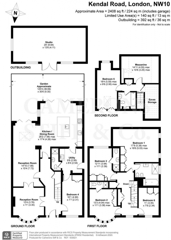 Floor Plan Image for 6 Bedroom Semi-Detached House for Sale in Kendal Road, London