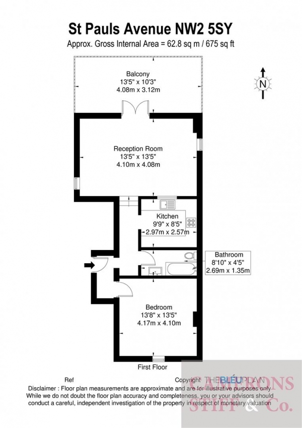 Floor Plan Image for 1 Bedroom Flat for Sale in St. Pauls Avenue, London