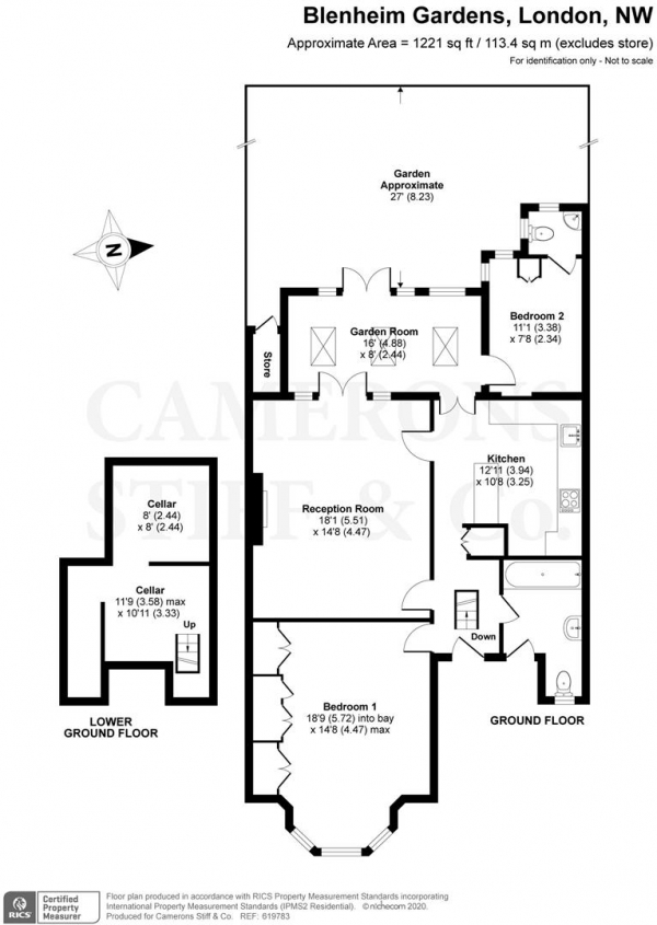 Floor Plan Image for 2 Bedroom Flat for Sale in Blenheim Gardens, London