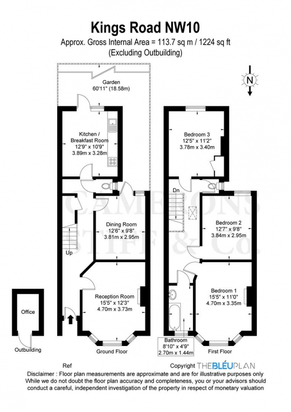 Floor Plan Image for 3 Bedroom Property for Sale in Kings Road, London