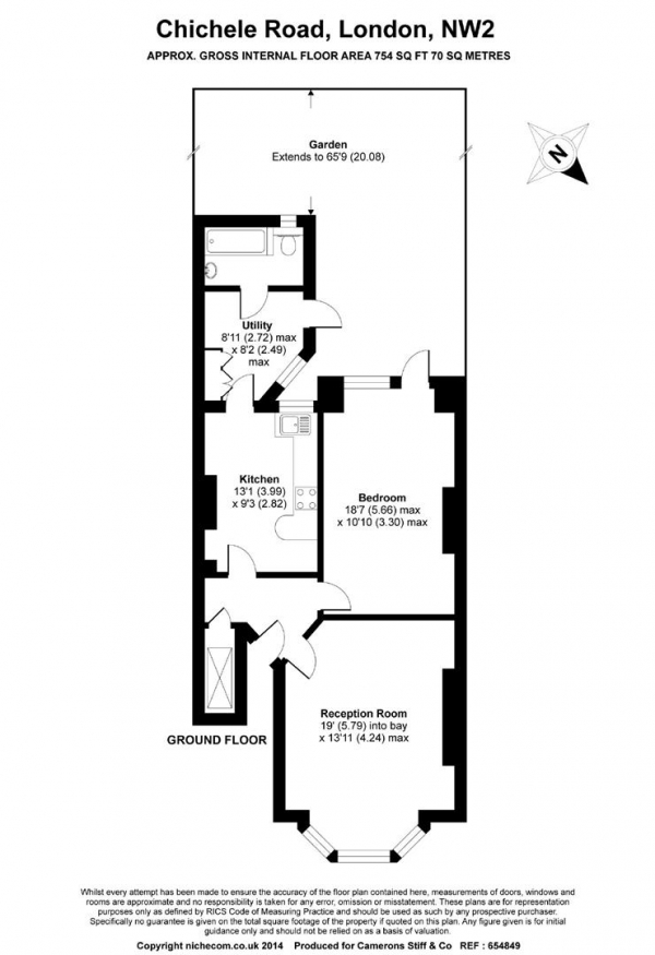 Floor Plan Image for 1 Bedroom Flat for Sale in Chichele Road, Willesden Green NW2