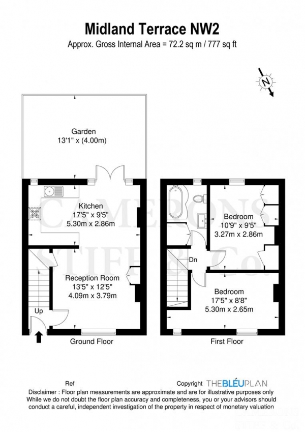 Floor Plan Image for 2 Bedroom Cottage for Sale in Midland Terrace, London NW2