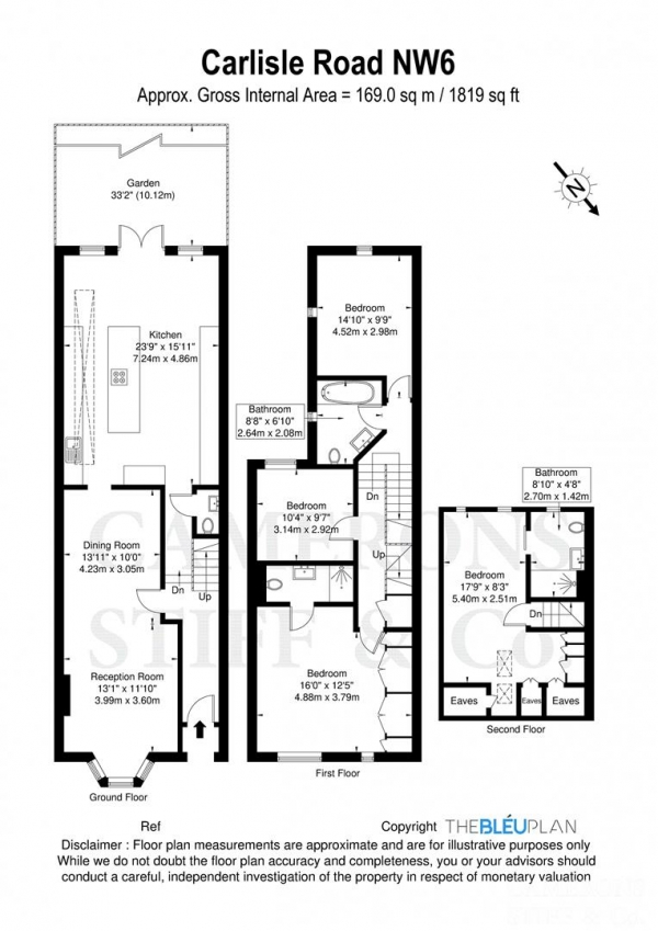 Floor Plan Image for 4 Bedroom Property for Sale in Carlisle Road, London NW6