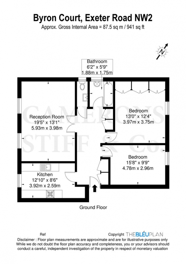 Floor Plan Image for 2 Bedroom Flat for Sale in Byron Court, Exeter Road, London