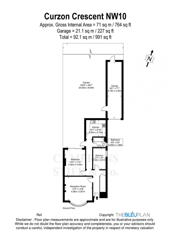 Floor Plan Image for 2 Bedroom Flat for Sale in Curzon Crescent, London