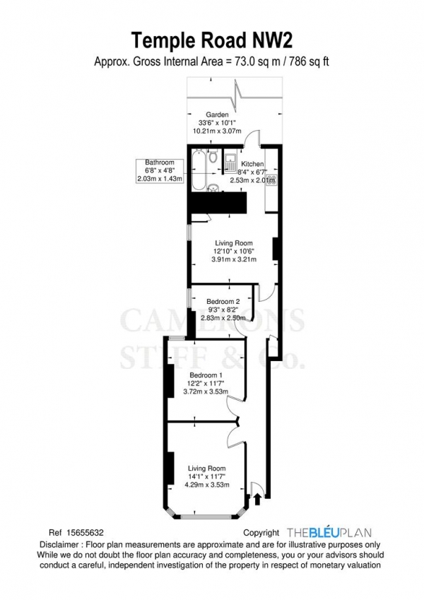 Floor Plan Image for 2 Bedroom Maisonette for Sale in Temple Road, London