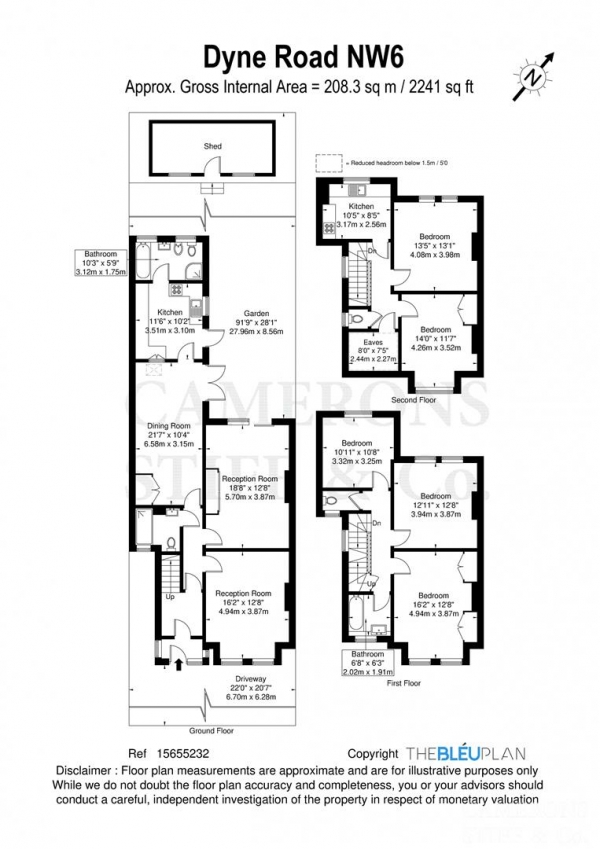 Floor Plan Image for 5 Bedroom Semi-Detached House for Sale in Dyne Road, London, NW6