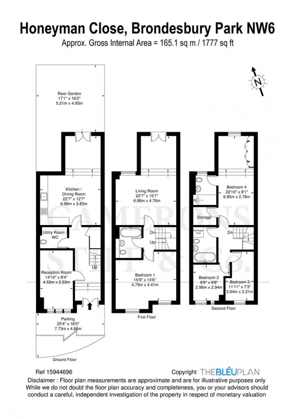 Floor Plan Image for 4 Bedroom Town House for Sale in Honeyman Close, London