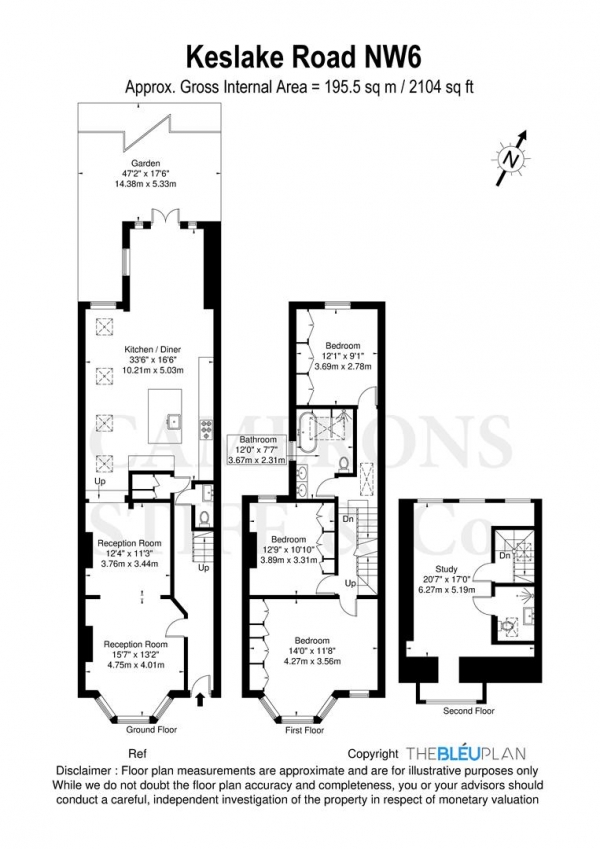 Floor Plan Image for 4 Bedroom Semi-Detached House for Sale in Keslake Road, London