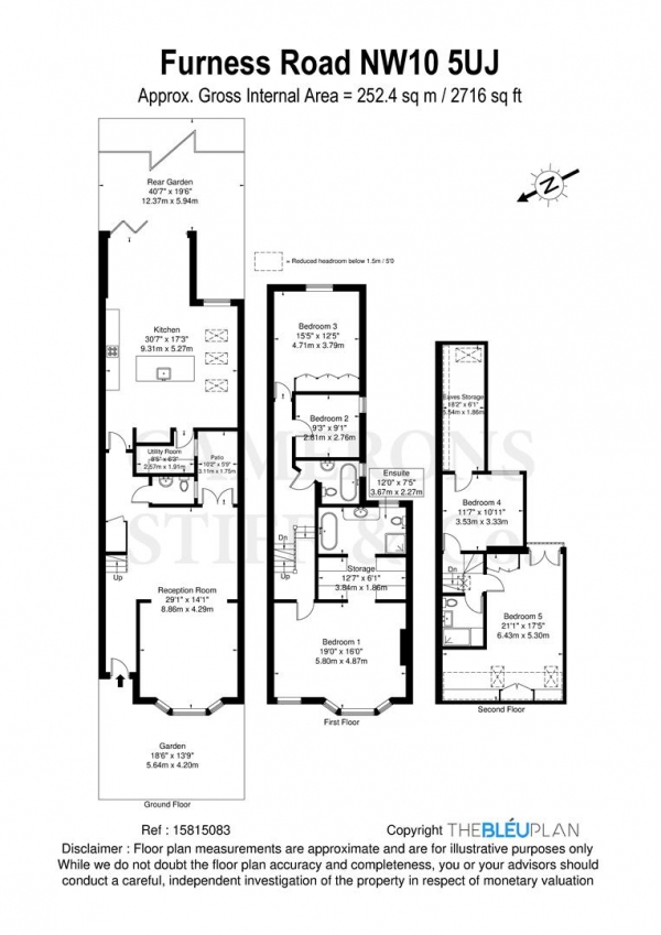 Floor Plan Image for 5 Bedroom Terraced House for Sale in Furness Road, Kensal Rise NW10