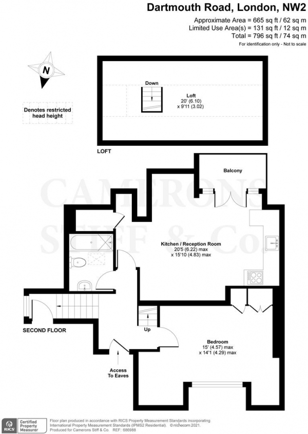 Floor Plan Image for 1 Bedroom Flat for Sale in Dartmouth Road, London NW2