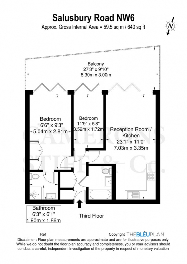 Floor Plan Image for 2 Bedroom Penthouse for Sale in Queens Park Penthouses,  Salusbury Road, NW6